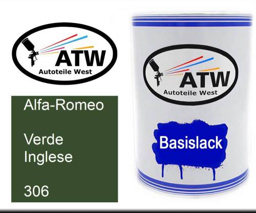 Alfa-Romeo, Verde Inglese, 306: 500ml Lackdose, von ATW Autoteile West.